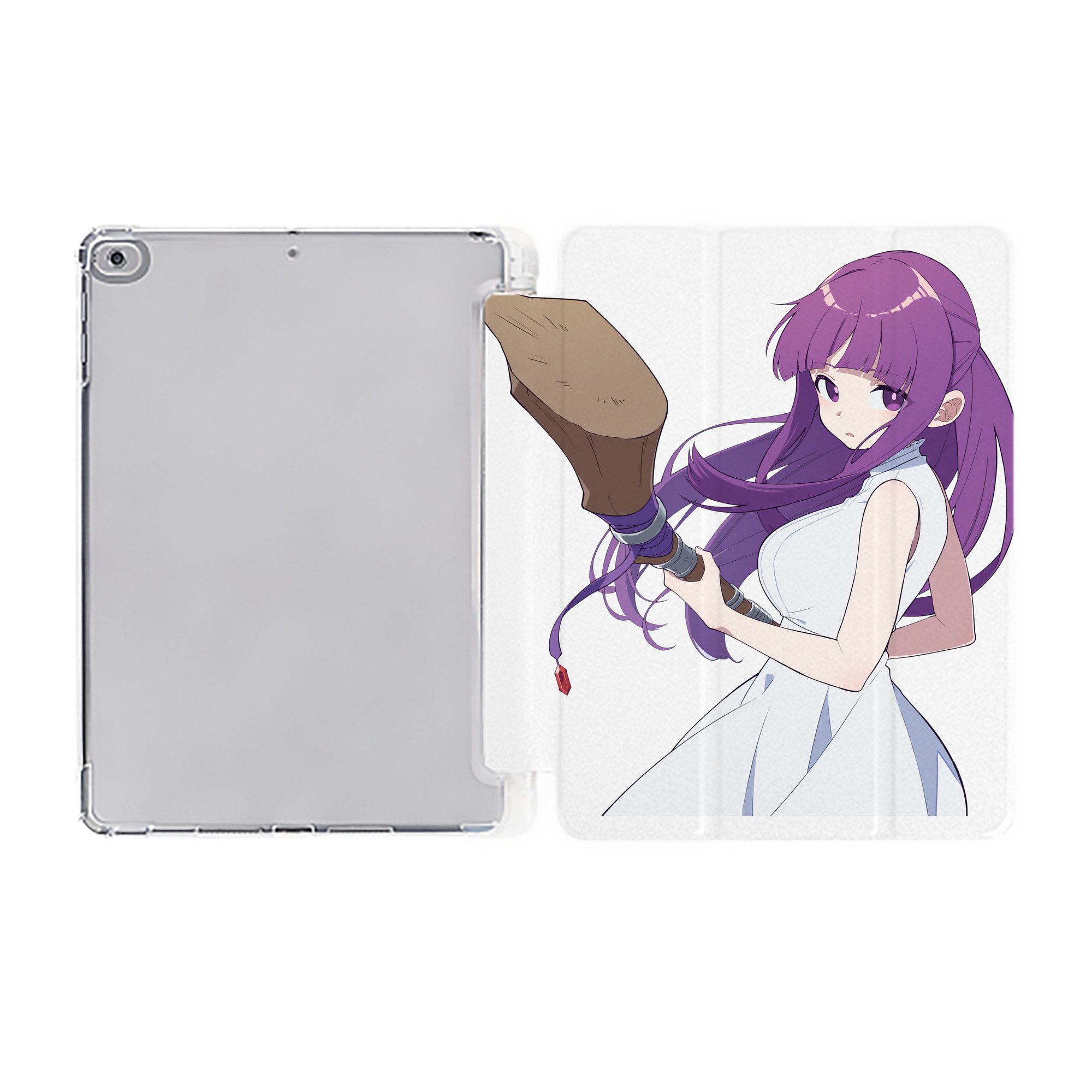 （画像用） 葬送のフリーレン Frieren IPad ケース ペン収納付き 三つ折りスタンド PUレザー×シリコン 対応機種9.5/10.5/10.9インチ
